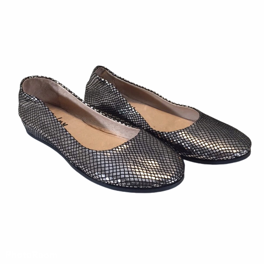 French Sole FS NY Zeppa Metallic Snake Wedge Flats
